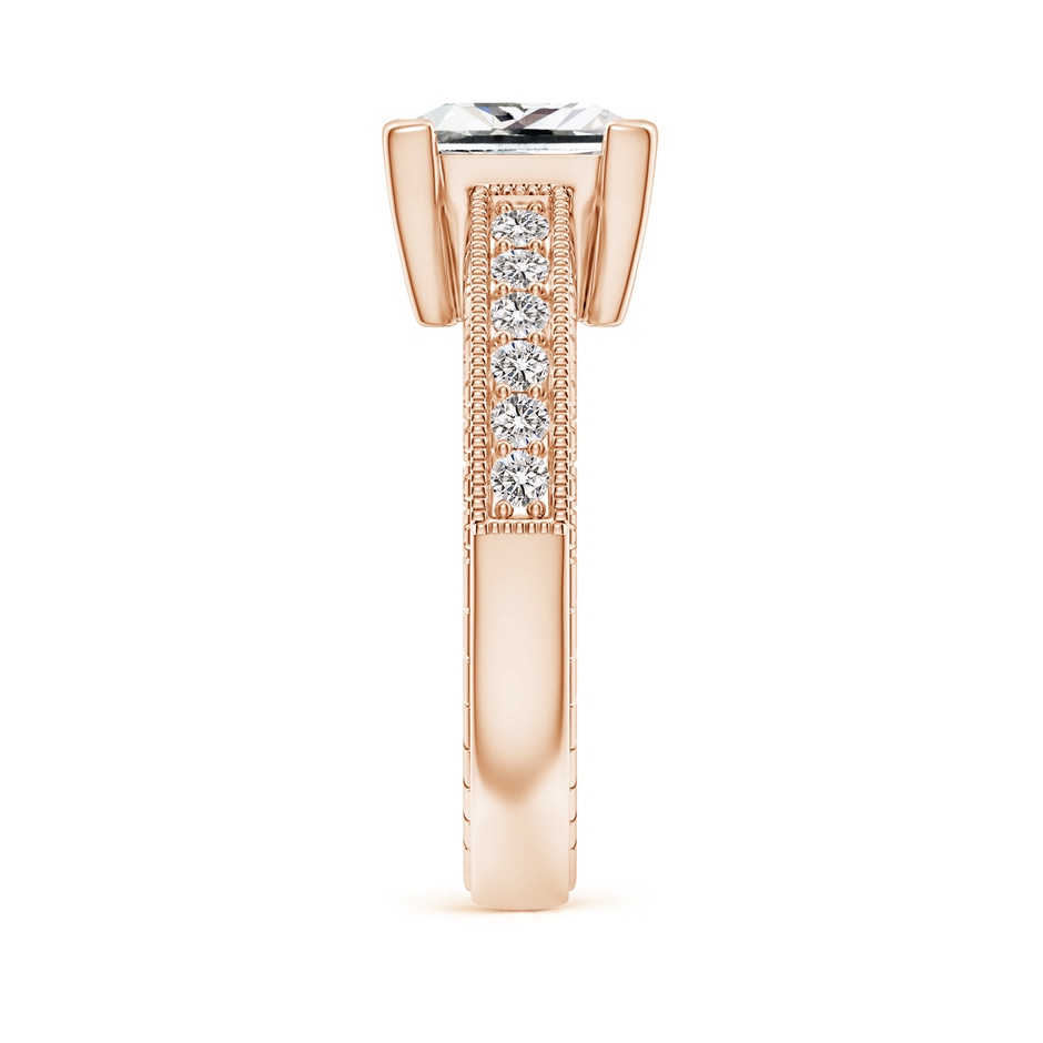 7.9mm IJI1I2 Princess Cut Diamond Solitaire Ring with Milgrain Detailing in Rose Gold side 299