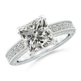 7.9mm KI3 Princess Cut Diamond Solitaire Ring with Milgrain Detailing in P950 Platinum