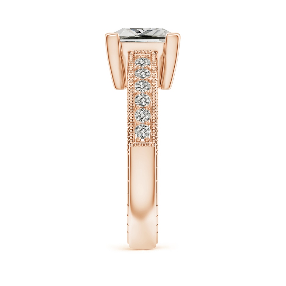 7.9mm KI3 Princess Cut Diamond Solitaire Ring with Milgrain Detailing in Rose Gold side 299