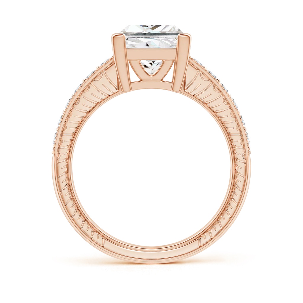 7mm GVS2 Princess Cut Diamond Solitaire Ring with Milgrain Detailing in Rose Gold Side 199