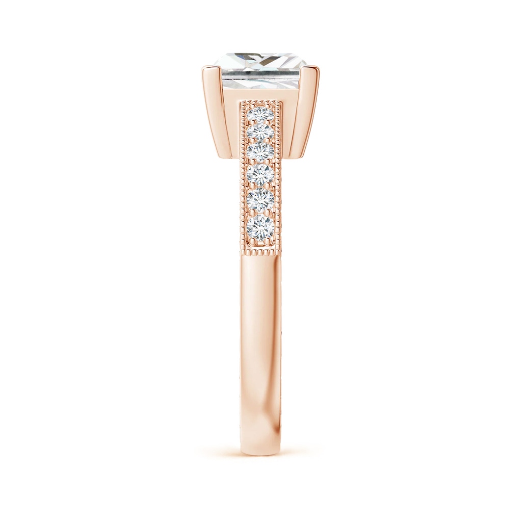 7mm GVS2 Princess Cut Diamond Solitaire Ring with Milgrain Detailing in Rose Gold Side 299
