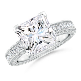 8.9mm GVS2 Princess Cut Diamond Solitaire Ring with Milgrain Detailing in P950 Platinum