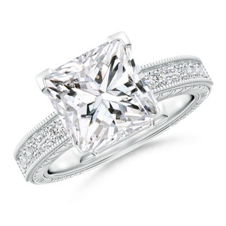 8.9mm HSI2 Princess Cut Diamond Solitaire Ring with Milgrain Detailing in P950 Platinum