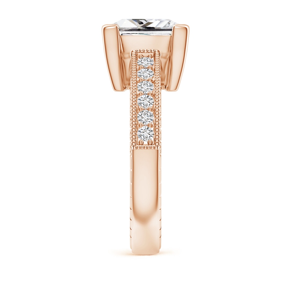 8.9mm HSI2 Princess Cut Diamond Solitaire Ring with Milgrain Detailing in Rose Gold side 299