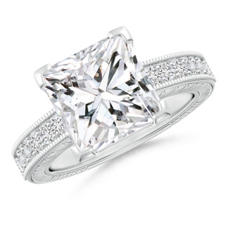 9.4mm HSI2 Princess Cut Diamond Solitaire Ring with Milgrain Detailing in P950 Platinum