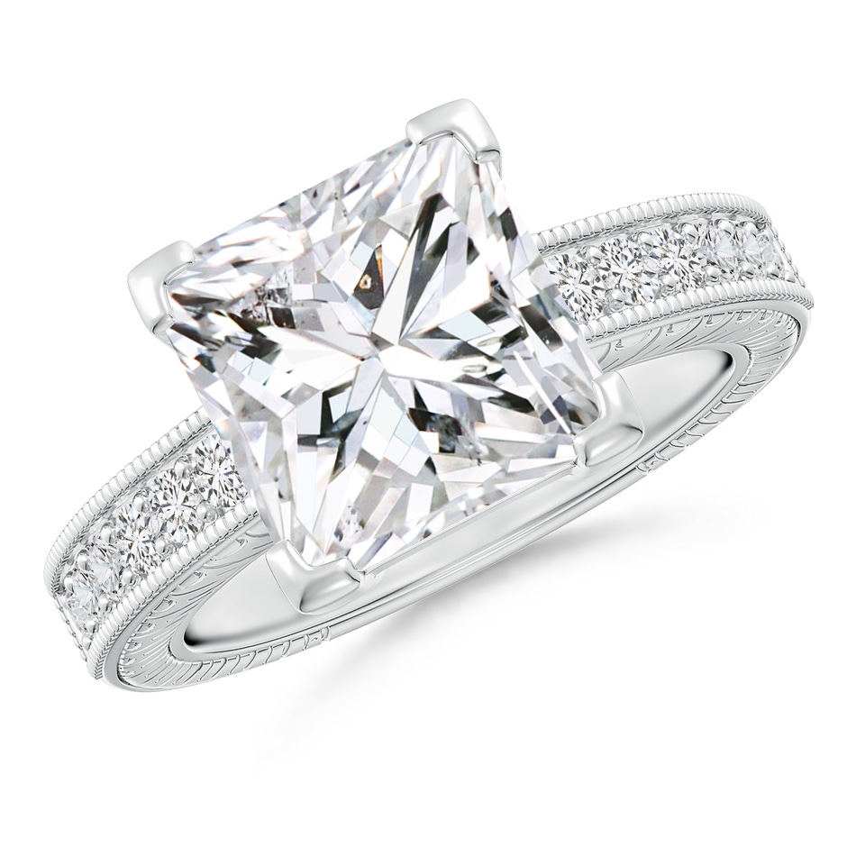 9.4mm HSI2 Princess Cut Diamond Solitaire Ring with Milgrain Detailing in P950 Platinum 