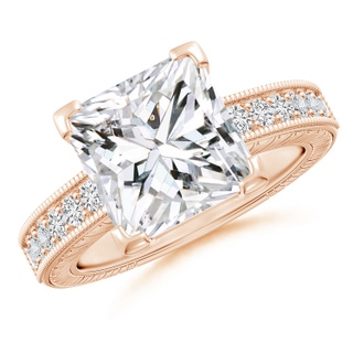 9.4mm HSI2 Princess Cut Diamond Solitaire Ring with Milgrain Detailing in Rose Gold