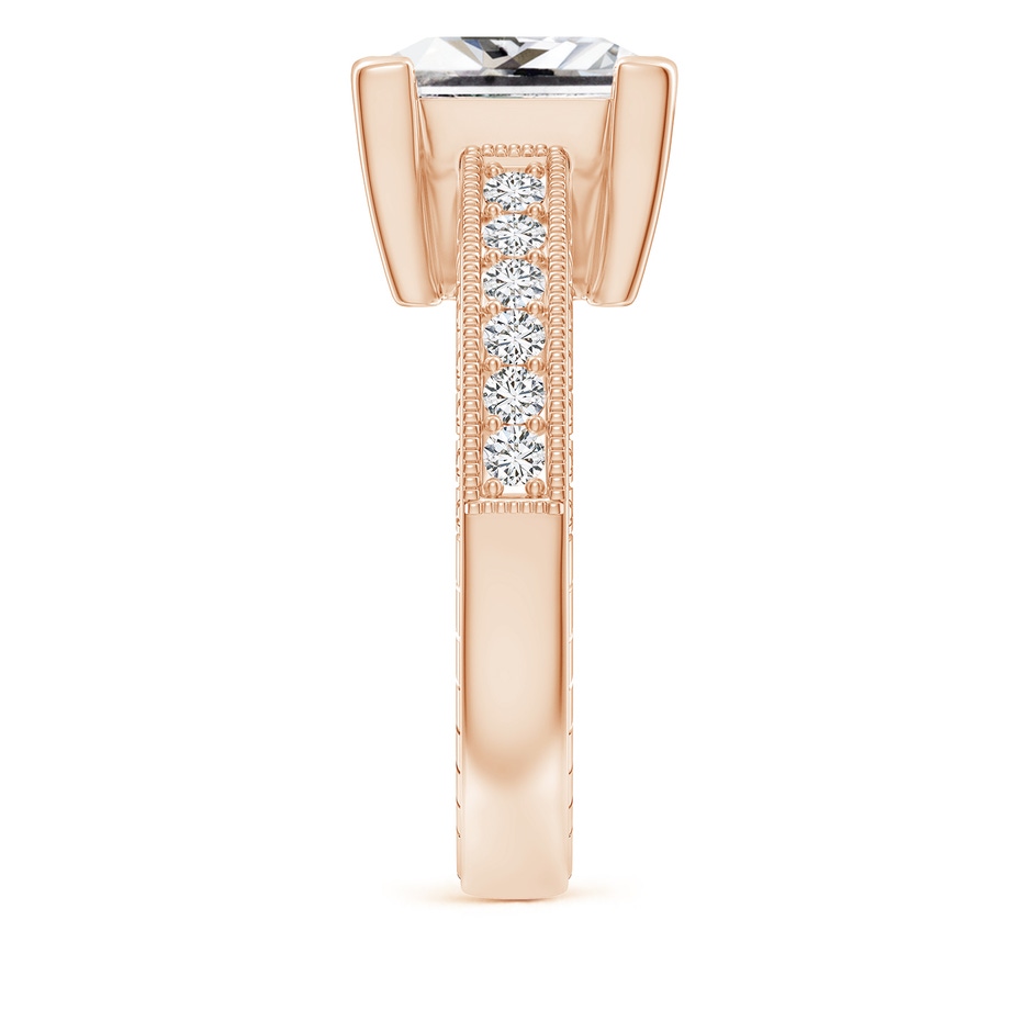 9.4mm HSI2 Princess Cut Diamond Solitaire Ring with Milgrain Detailing in Rose Gold side 299
