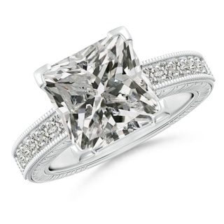 9.4mm KI3 Princess Cut Diamond Solitaire Ring with Milgrain Detailing in P950 Platinum