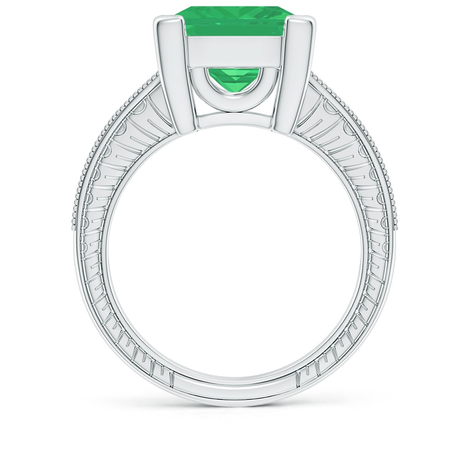 10mm A Square Cut Emerald Solitaire Ring with Milgrain Detailing in P950 Platinum side 199