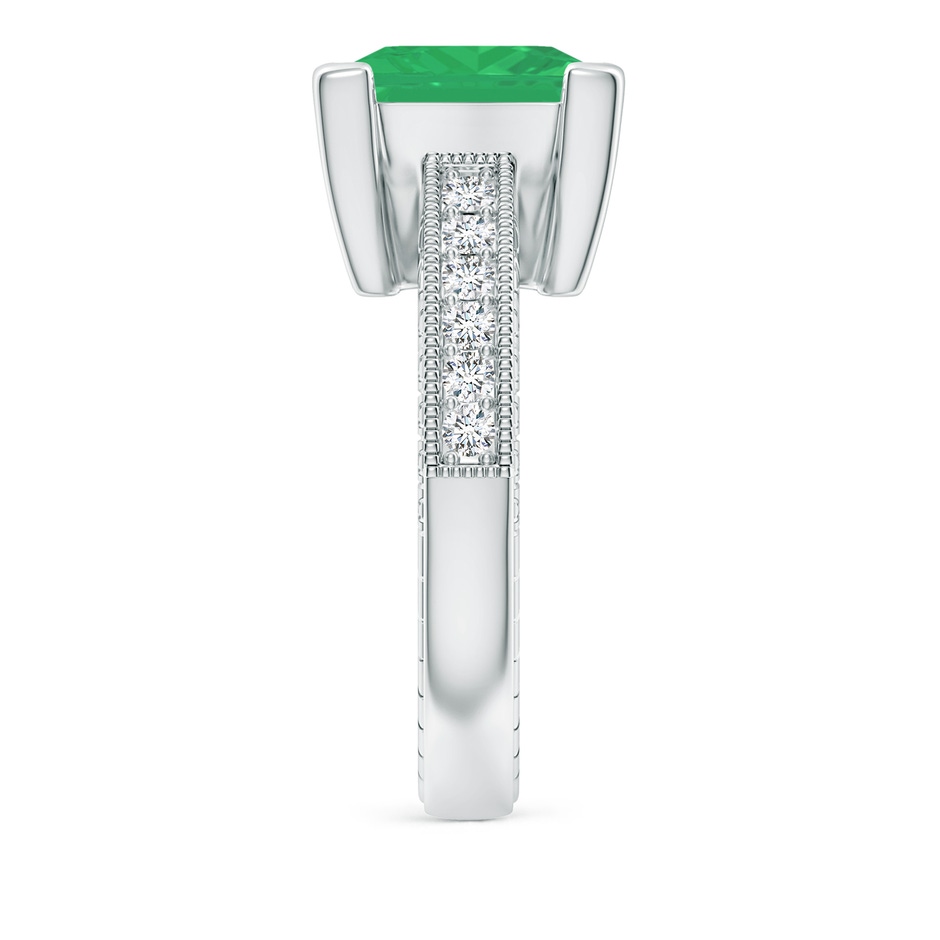 10mm A Square Cut Emerald Solitaire Ring with Milgrain Detailing in P950 Platinum side 299