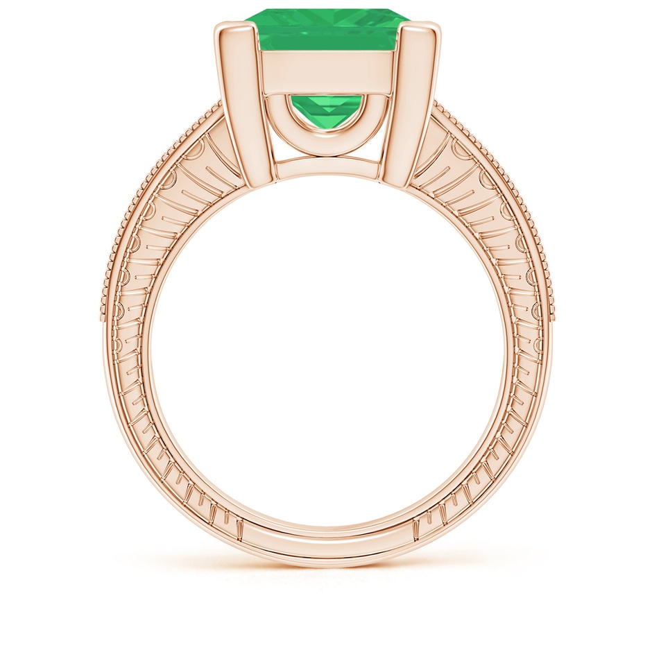 10mm A Square Cut Emerald Solitaire Ring with Milgrain Detailing in Rose Gold side 199
