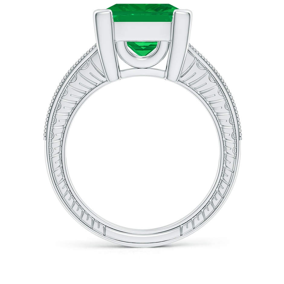 10mm AA Square Cut Emerald Solitaire Ring with Milgrain Detailing in P950 Platinum side 199