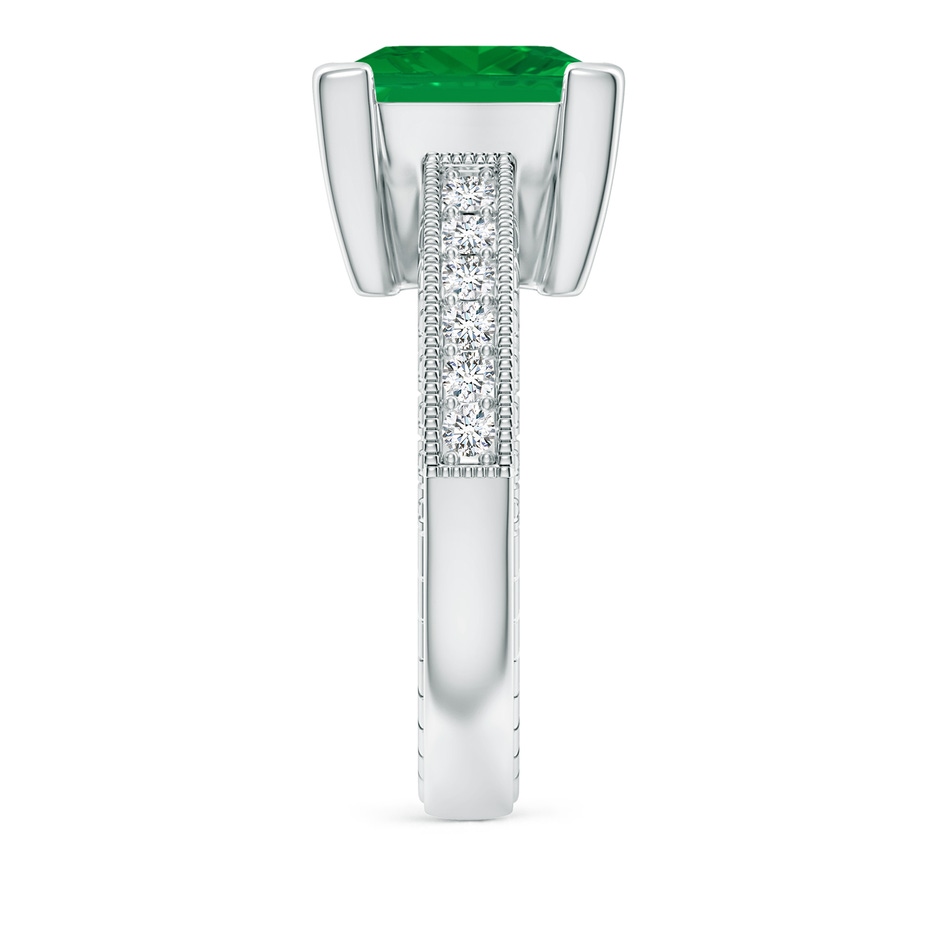 10mm AA Square Cut Emerald Solitaire Ring with Milgrain Detailing in P950 Platinum side 299
