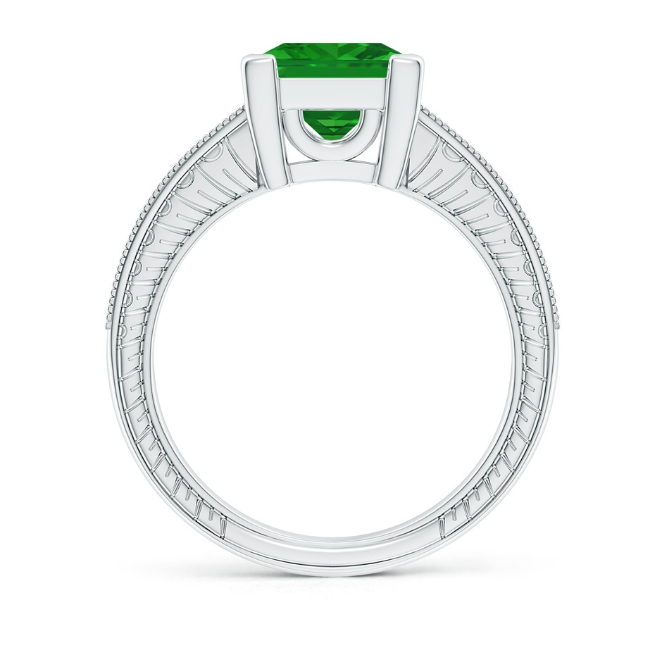 8mm AAA Square Cut Emerald Solitaire Ring with Milgrain Detailing in P950 Platinum side 199