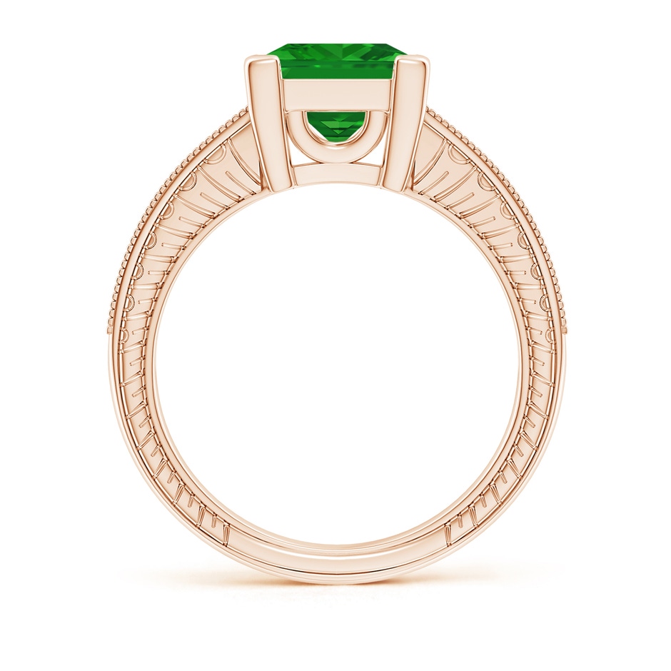 8mm AAA Square Cut Emerald Solitaire Ring with Milgrain Detailing in Rose Gold side 199