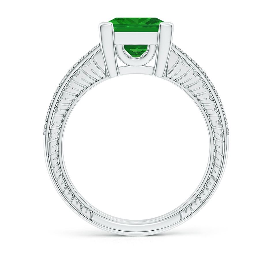 8mm AAA Square Cut Emerald Solitaire Ring with Milgrain Detailing in White Gold side 199