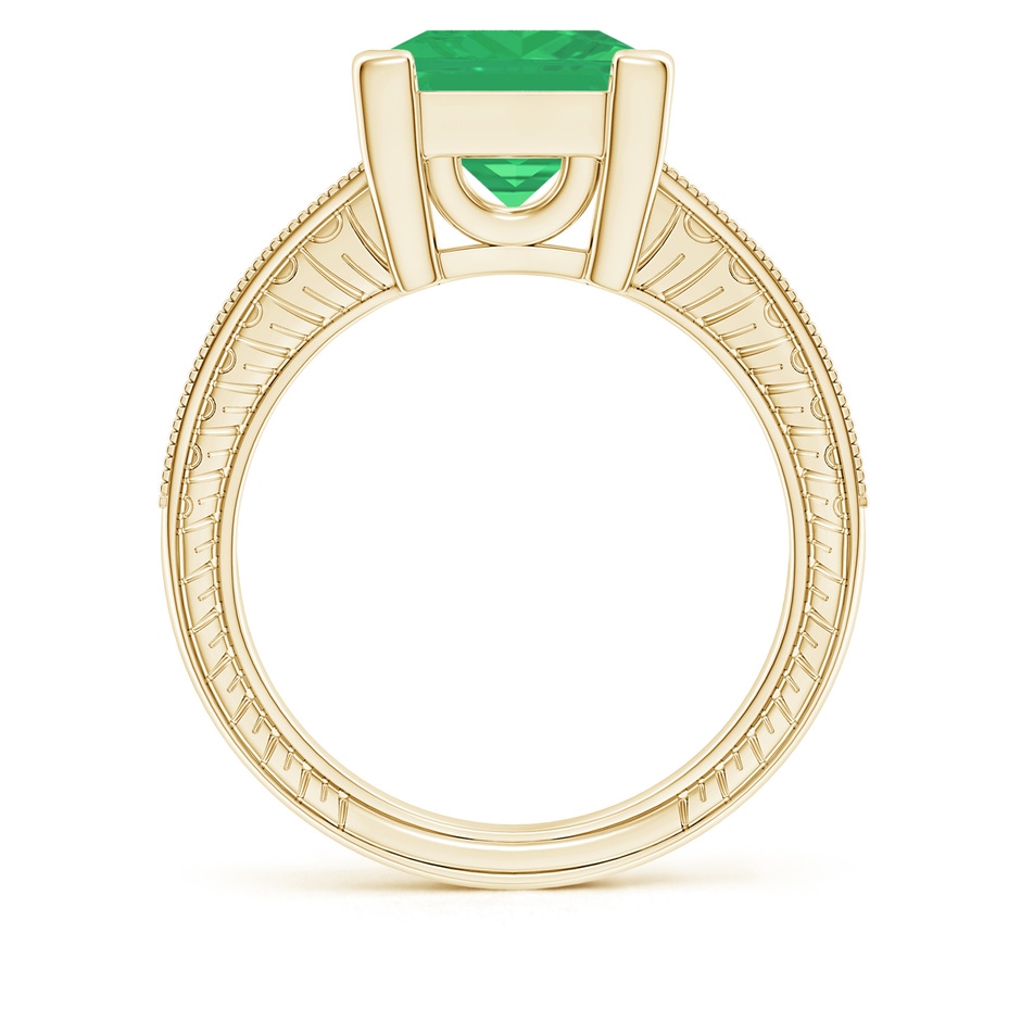 9mm A Square Cut Emerald Solitaire Ring with Milgrain Detailing in Yellow Gold side 199
