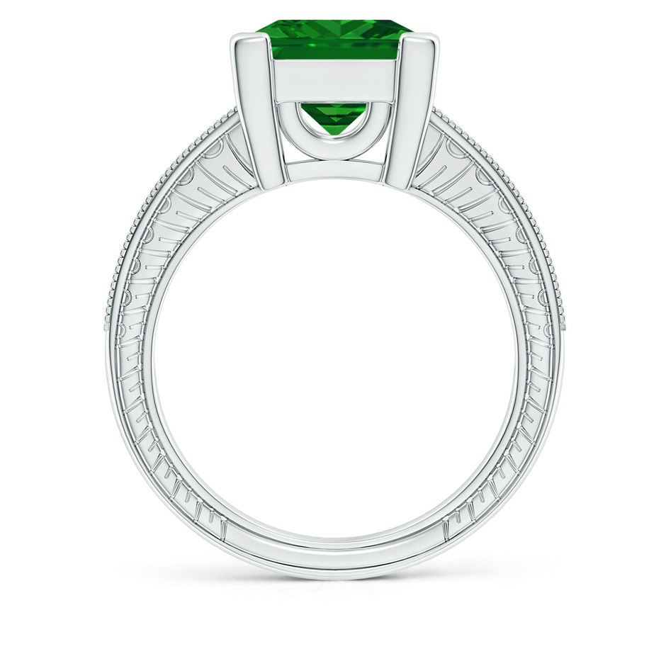 9mm AAAA Square Cut Emerald Solitaire Ring with Milgrain Detailing in P950 Platinum side 199