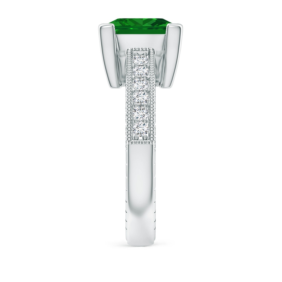 9mm AAAA Square Cut Emerald Solitaire Ring with Milgrain Detailing in P950 Platinum side 299