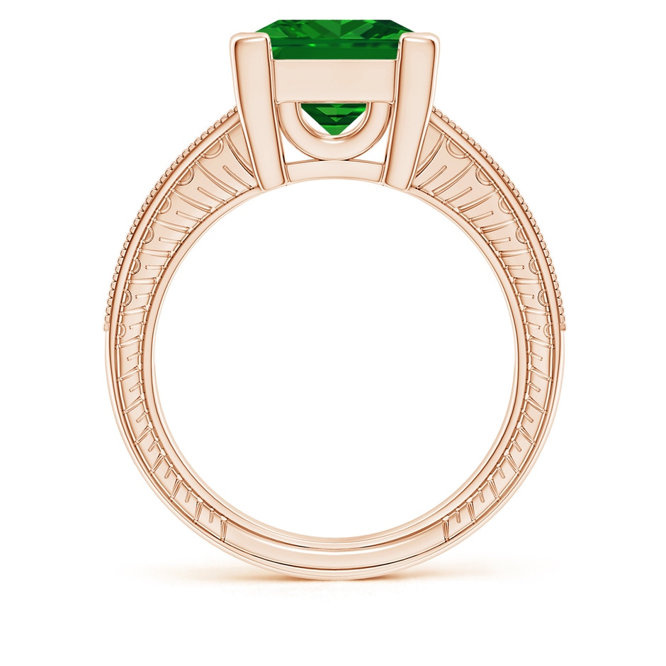 9mm AAAA Square Cut Emerald Solitaire Ring with Milgrain Detailing in Rose Gold side 199