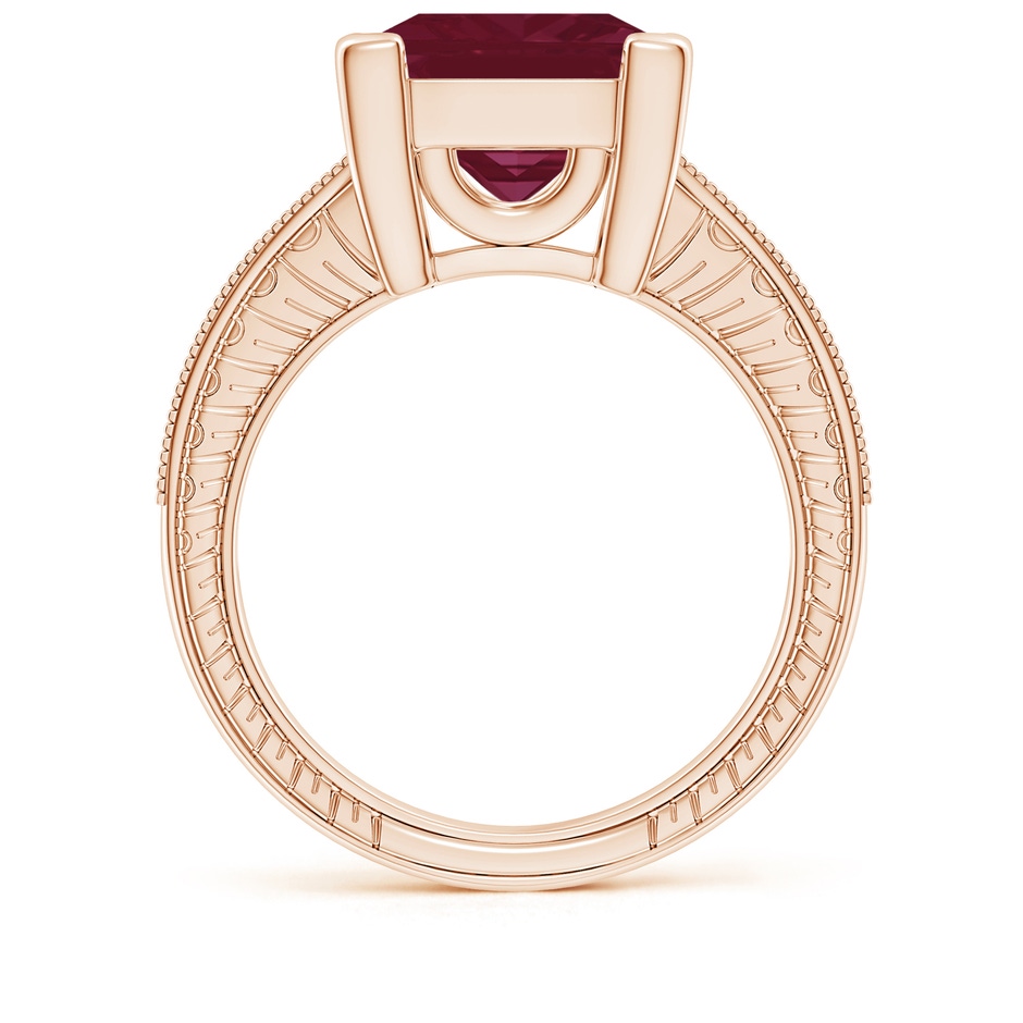 10mm A Square Cut Ruby Solitaire Ring with Milgrain Detailing in Rose Gold side 199