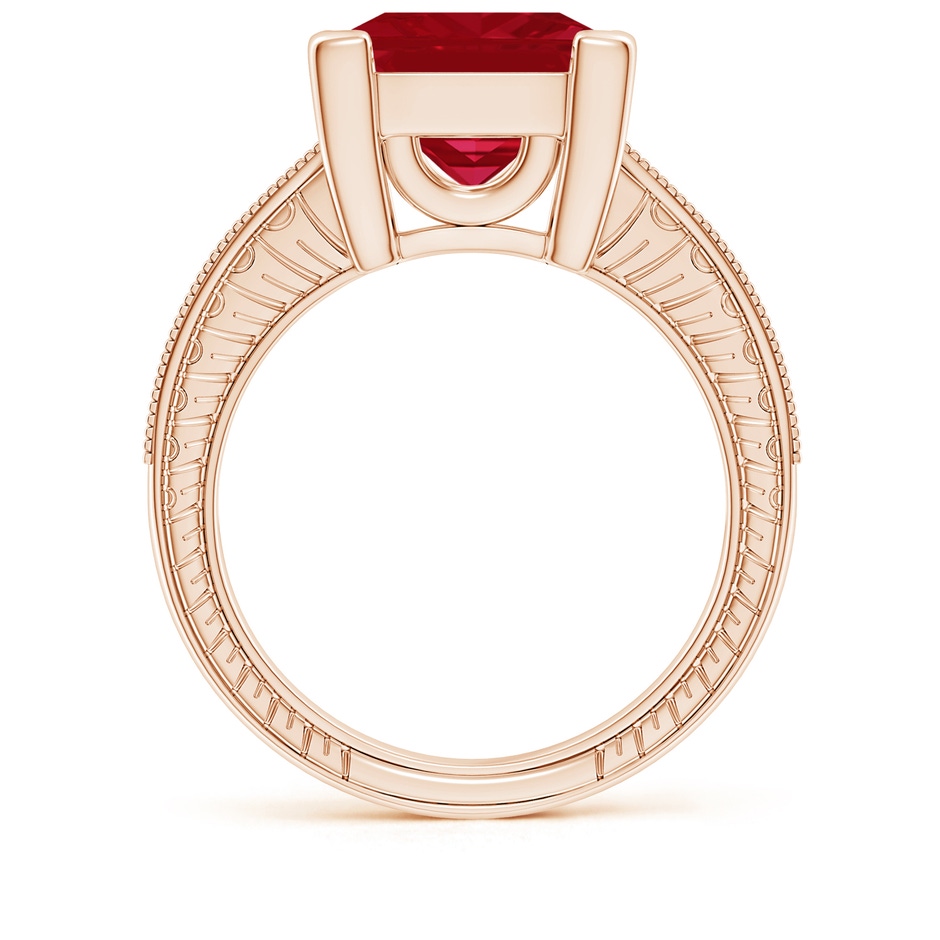 10mm AA Square Cut Ruby Solitaire Ring with Milgrain Detailing in Rose Gold side 199