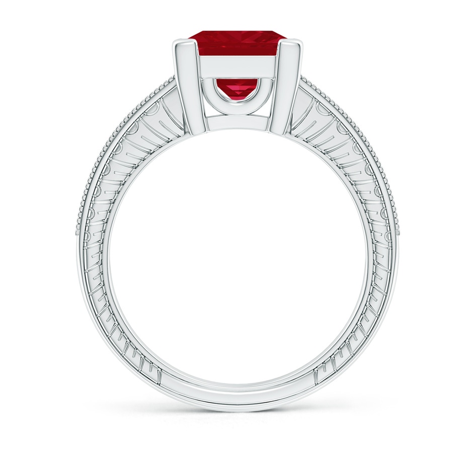 8mm AA Square Cut Ruby Solitaire Ring with Milgrain Detailing in White Gold side 199