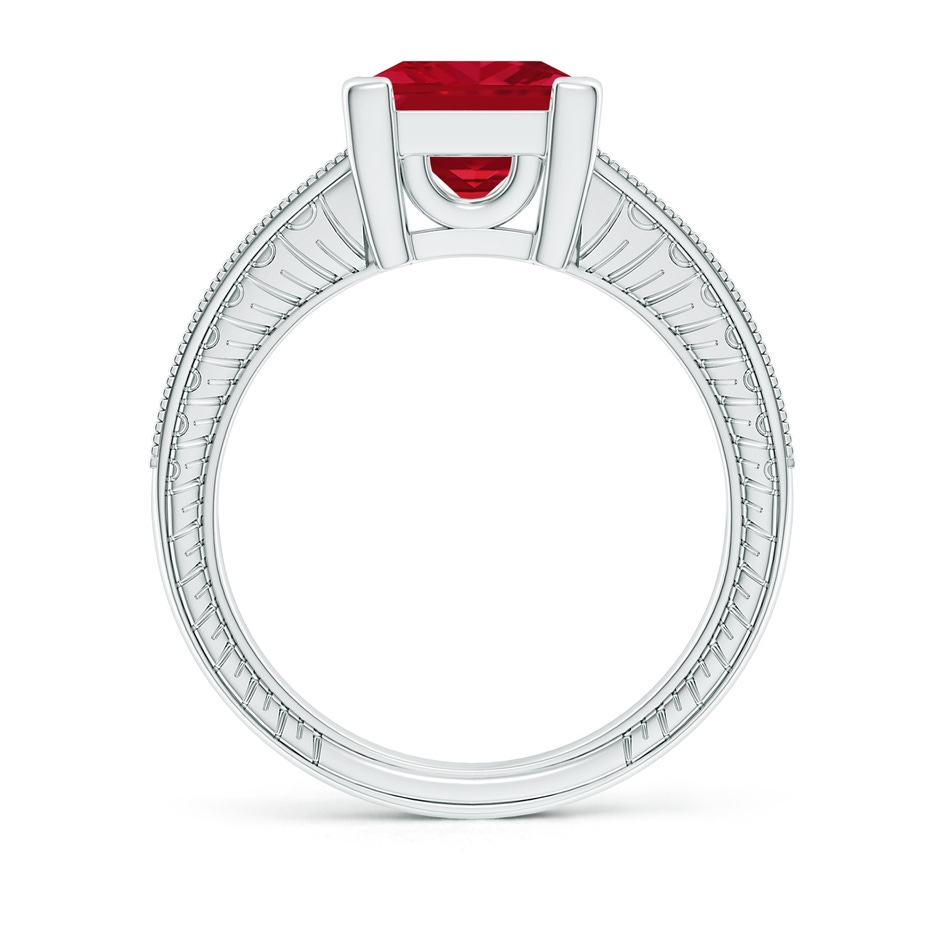 8mm AAA Square Cut Ruby Solitaire Ring with Milgrain Detailing in P950 Platinum side 199