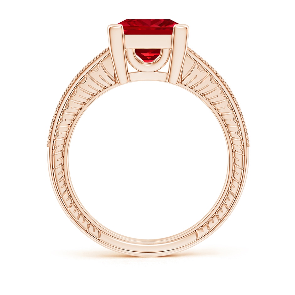 8mm AAAA Square Cut Ruby Solitaire Ring with Milgrain Detailing in Rose Gold side 199