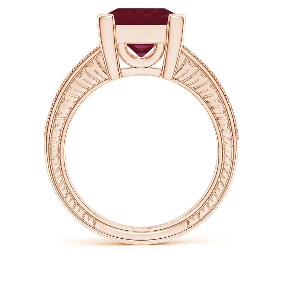 9mm A Square Cut Ruby Solitaire Ring with Milgrain Detailing in Rose Gold side 199
