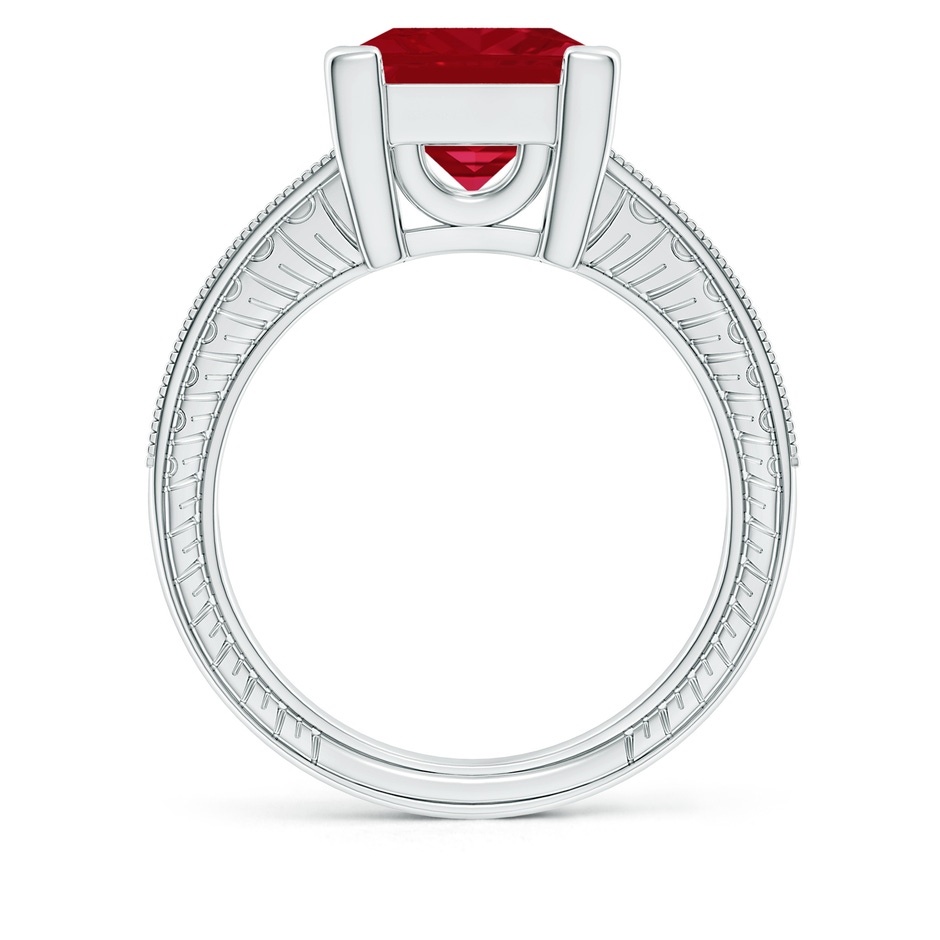 9mm AA Square Cut Ruby Solitaire Ring with Milgrain Detailing in P950 Platinum side 199