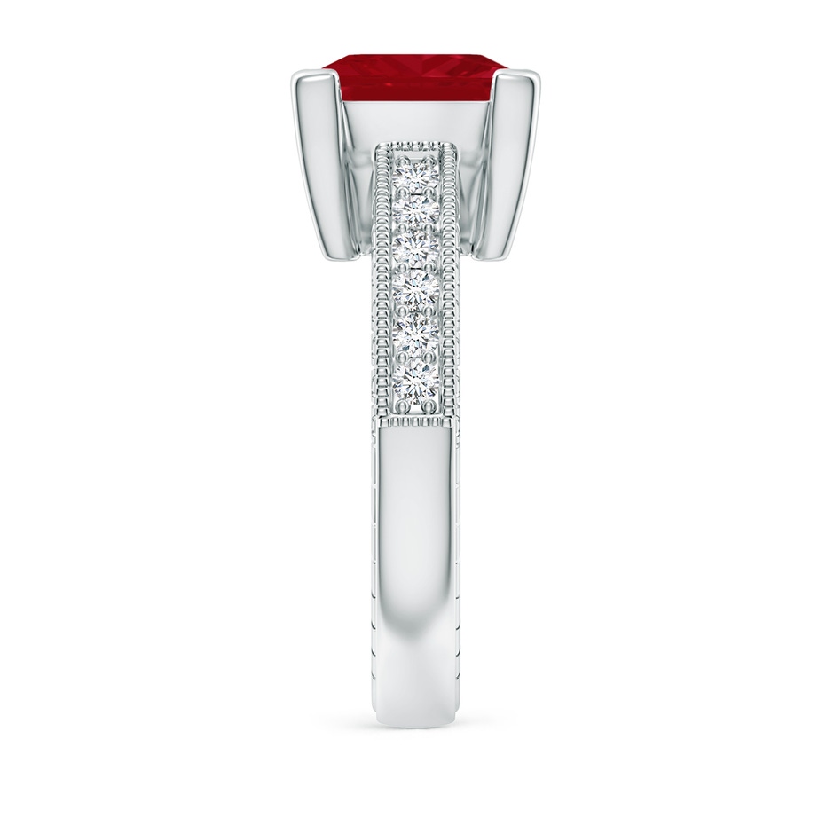 9mm AA Square Cut Ruby Solitaire Ring with Milgrain Detailing in P950 Platinum side 299
