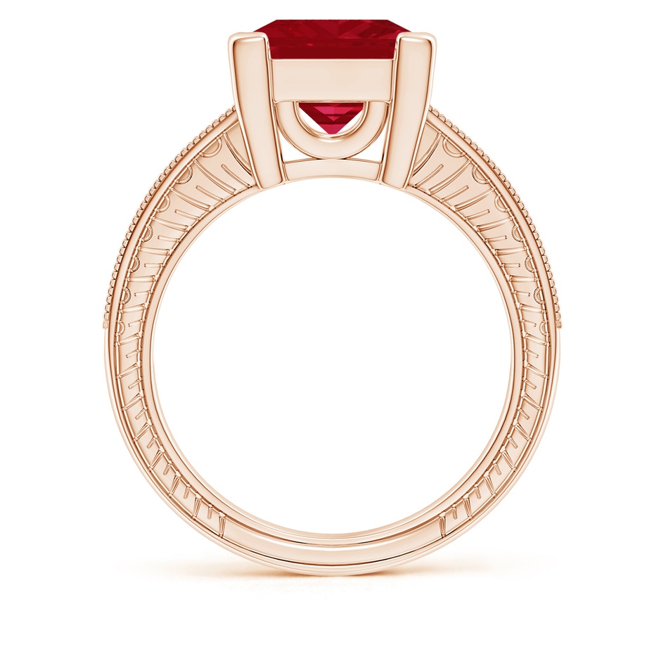 9mm AA Square Cut Ruby Solitaire Ring with Milgrain Detailing in Rose Gold side 199