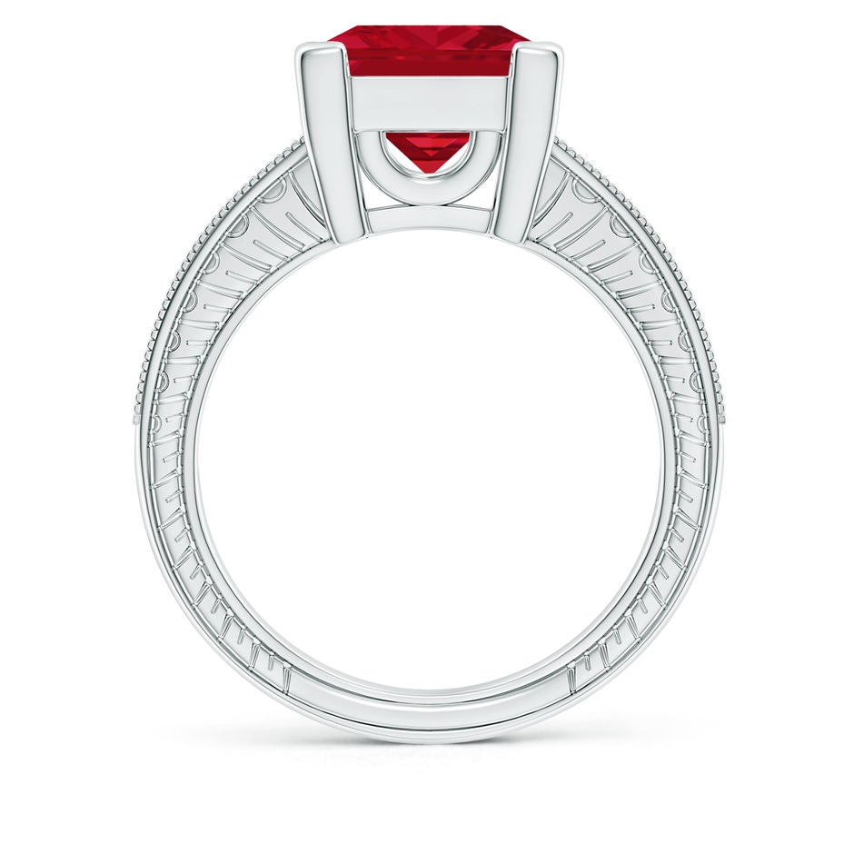 9mm AAA Square Cut Ruby Solitaire Ring with Milgrain Detailing in P950 Platinum side 199