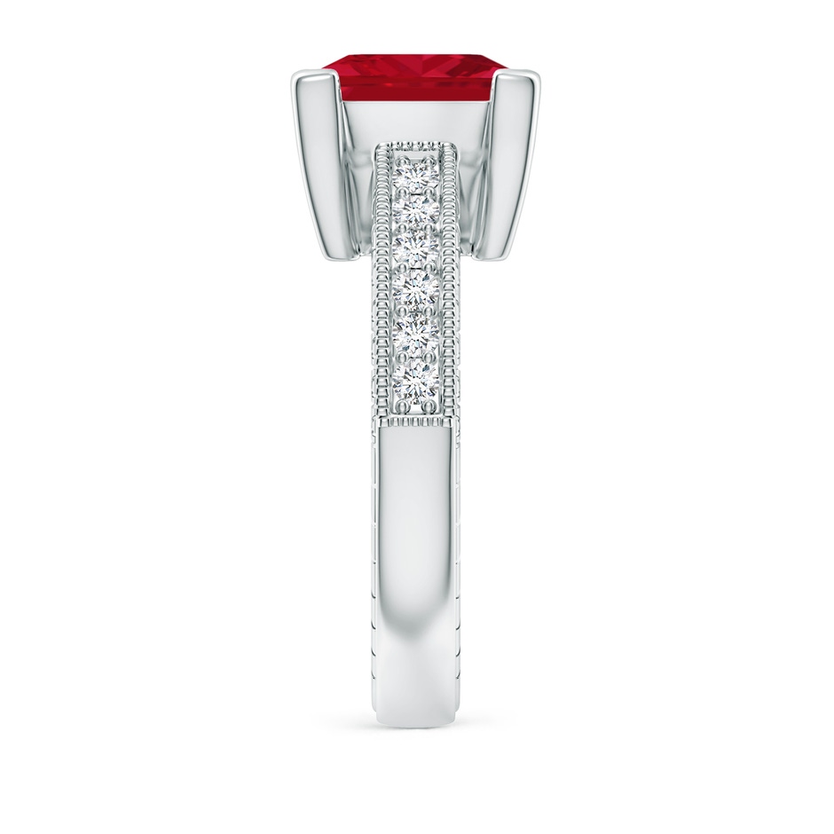 9mm AAA Square Cut Ruby Solitaire Ring with Milgrain Detailing in P950 Platinum side 299