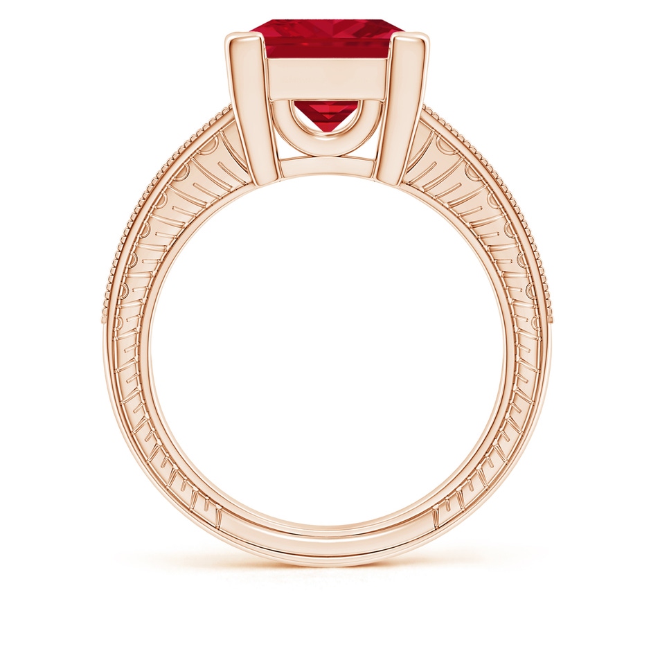 9mm AAA Square Cut Ruby Solitaire Ring with Milgrain Detailing in Rose Gold side 199