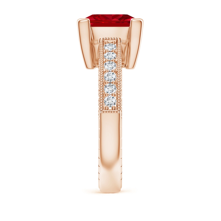 9mm AAAA Square Cut Ruby Solitaire Ring with Milgrain Detailing in Rose Gold side 299
