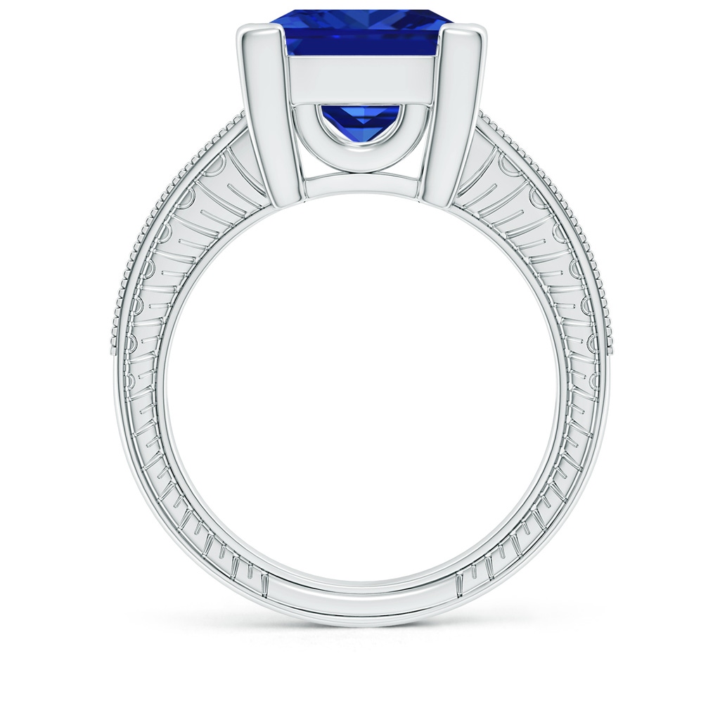 10mm Lab-Grown Square Cut Blue Sapphire Solitaire Ring with Milgrain Detailing in White Gold - side 199