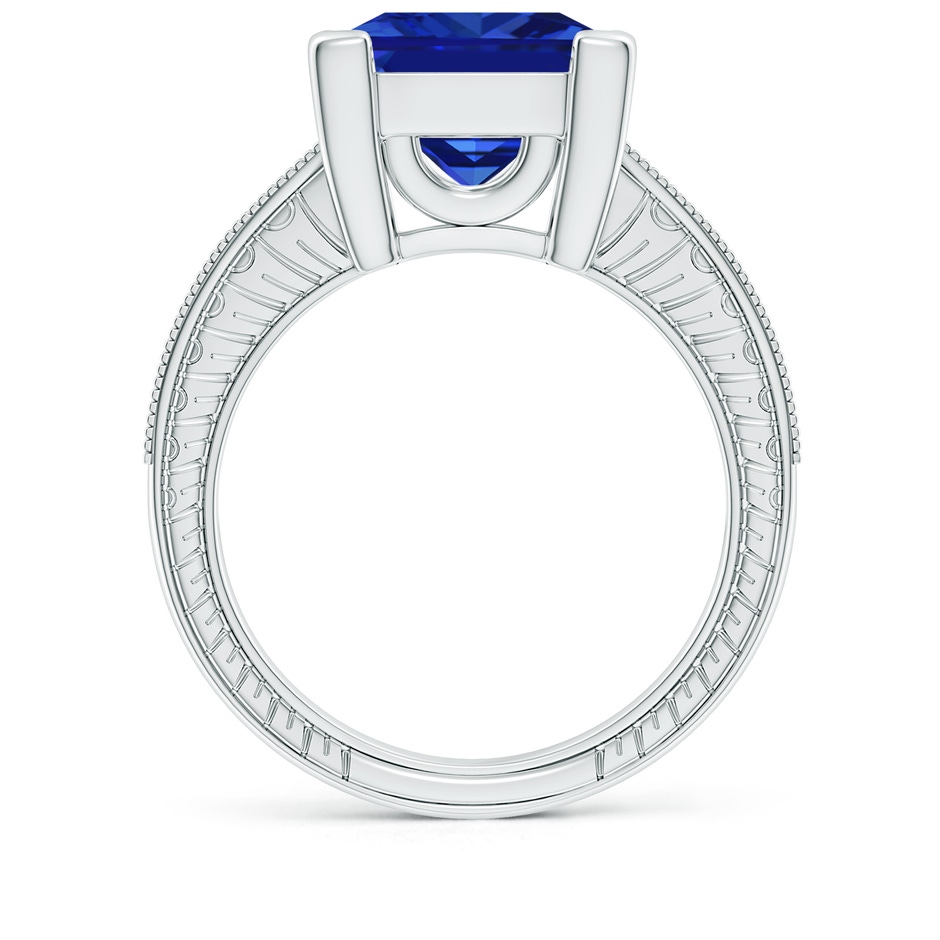 10mm Lab-Grown Square Cut Blue Sapphire Solitaire Ring with Milgrain Detailing in White Gold side 199