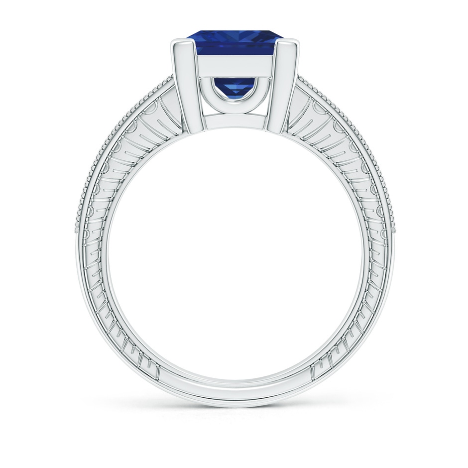 8mm AAA Square Cut Blue Sapphire Solitaire Ring with Milgrain Detailing in White Gold side 199