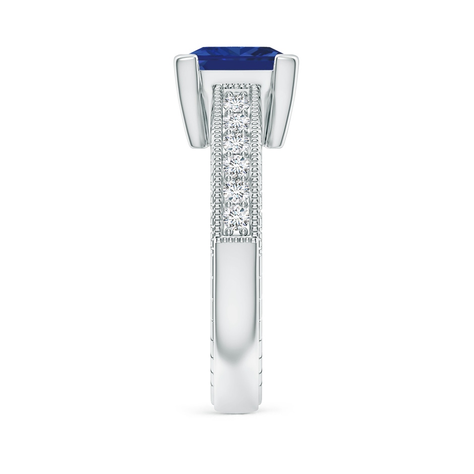 8mm AAA Square Cut Blue Sapphire Solitaire Ring with Milgrain Detailing in White Gold side 299