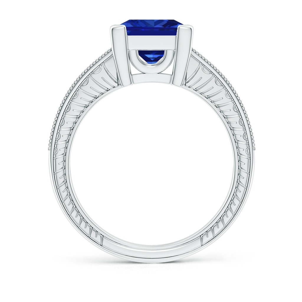 8mm Lab-Grown Square Cut Blue Sapphire Solitaire Ring with Milgrain Detailing in White Gold - side 199