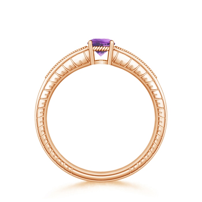 5mm A Round Amethyst Solitaire Ring with Milgrain in Rose Gold product image