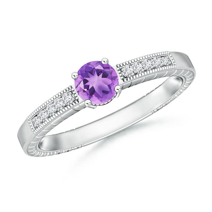 A - Amethyst / 0.51 CT / 14 KT White Gold