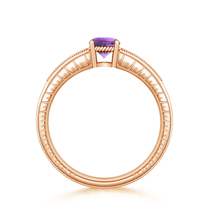 6mm A Round Amethyst Solitaire Ring with Milgrain in Rose Gold product image