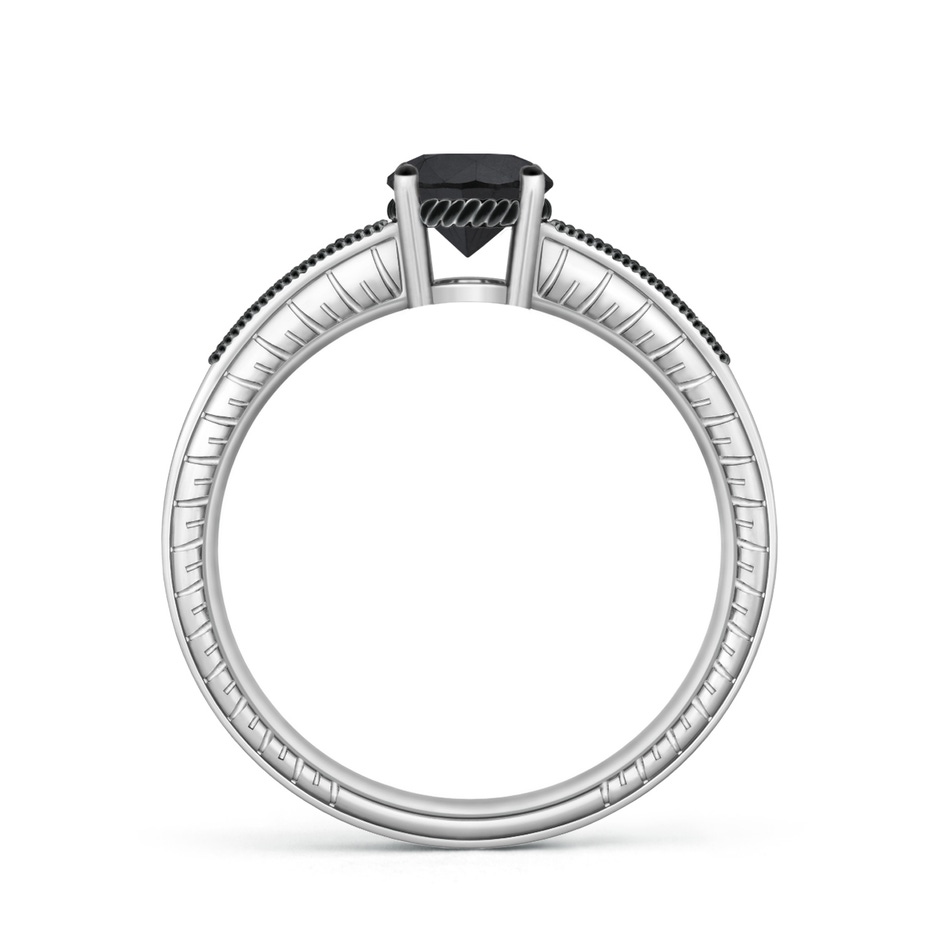 6.2mm AA Round Black Diamond Solitaire Ring with Milgrain in White Gold side-1