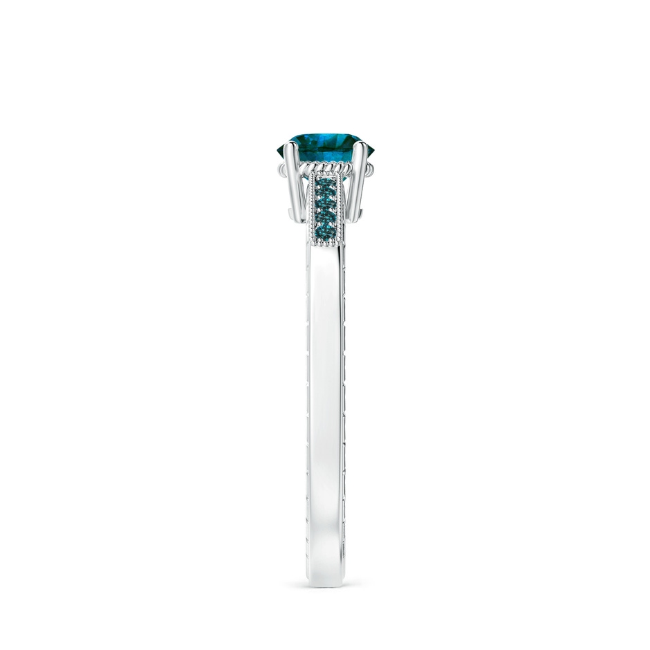 5mm AA Round Blue Diamond Solitaire Ring with Milgrain in P950 Platinum side-2