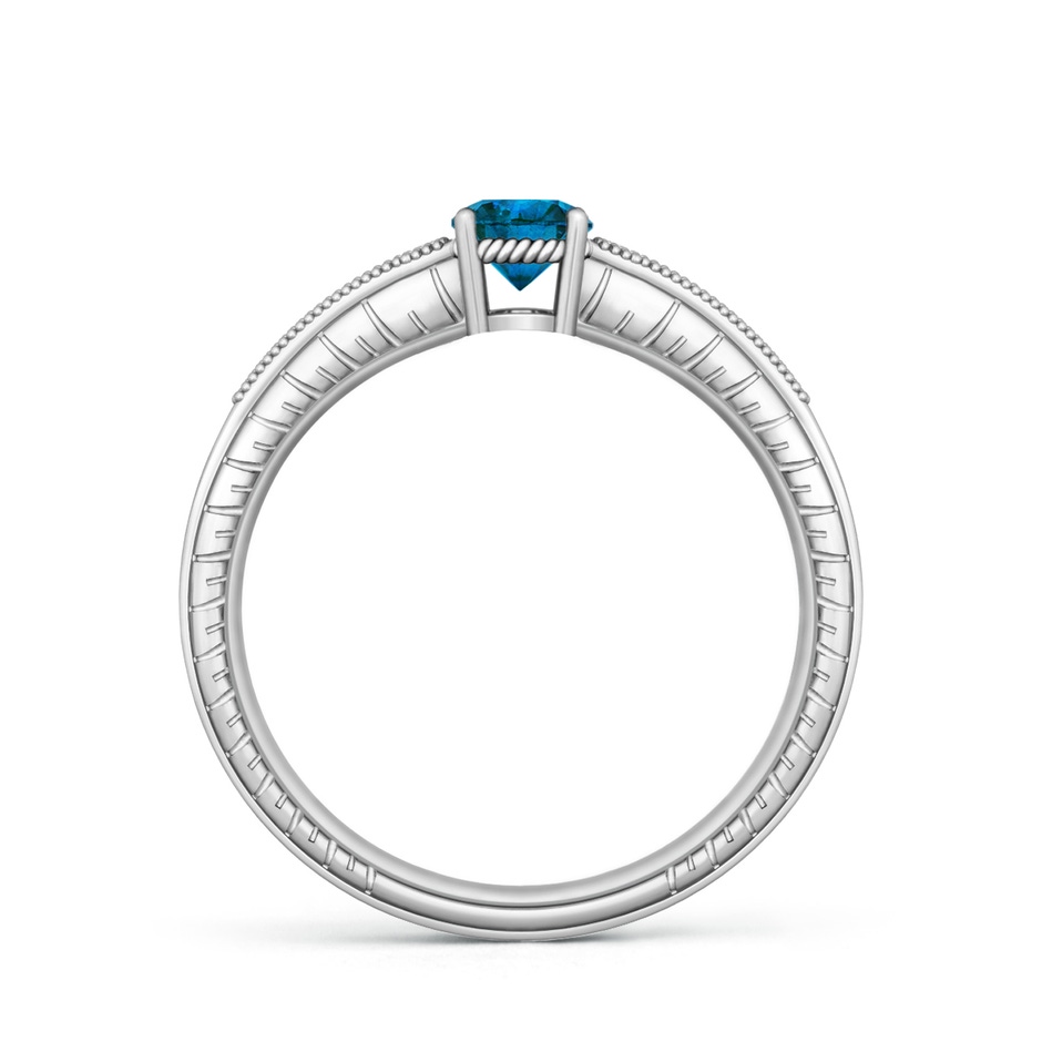 5mm AAA Round Blue Diamond Solitaire Ring with Milgrain in P950 Platinum side-1