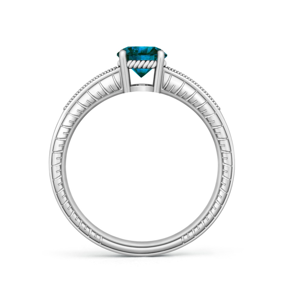 6.2mm AA Round Blue Diamond Solitaire Ring with Milgrain in White Gold side-1